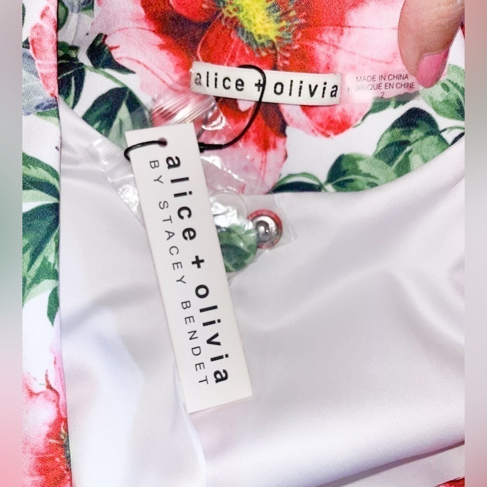 NWT ALICE + OLIVIA Latoya Tea Floral Crepe Tailored Mini Blazer Dress - Picture 11 of 16